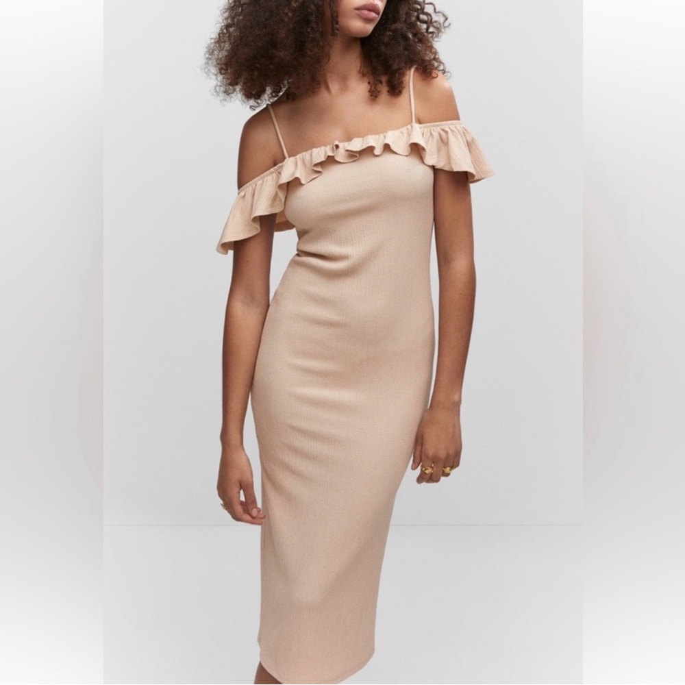 Mango Ruffle Midi Dress - NWT - Picture 3 of 6